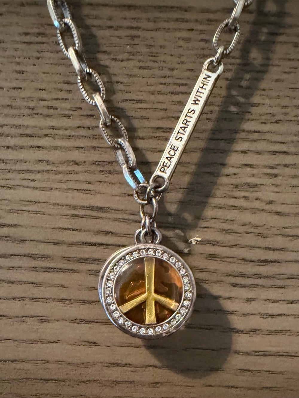 Brighton Peace Symbol Pendant Necklace - Gold & Silver Tone